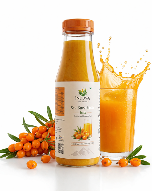INDUVA™ Pure Himalayan Sea Buckthorn Juice | Cold-Pressed Superfruit (Rich in Omega 3, 6, 7, 9 & Vitamin C)